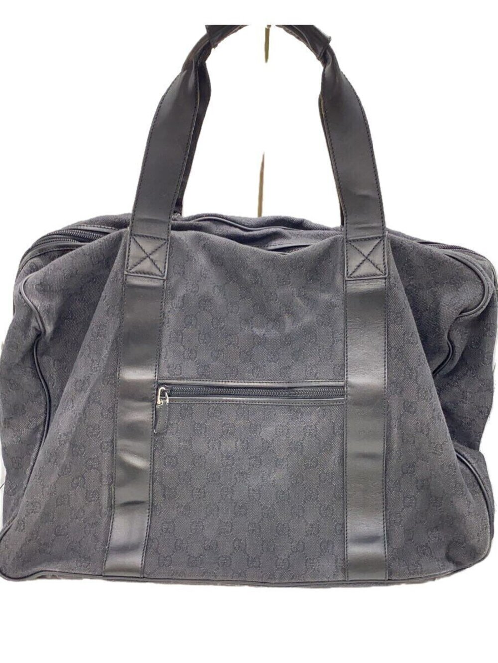 Gucci GG Denim Duffle Bag black tonal GG black leather